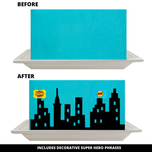 Cakesupplyshop Scenic Theme Stick On/Lay On Cake Border Decoration Toppers (Super Hero Lighted City Backdrop) #TOP5