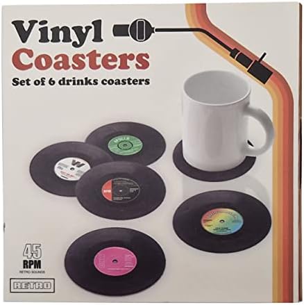 Vinyl Record Coaster Set - Pack of 6 Retro Novelty Drink Mats