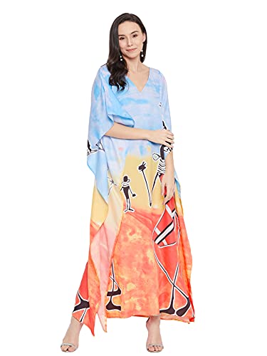 Image of Oussum Plus Size Kaftan Dresses for Women, Polyester Summer Caftan Cover Up Maxi Beach Dress, 1X-3X