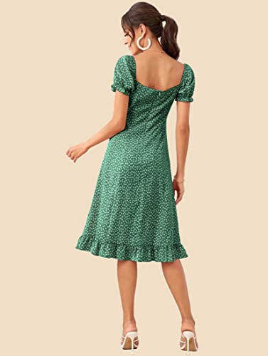 Image of Dream Beauty Fashion Women's Polyester Printed A-line Square Neck Half Sleeve Knee-Long Dress (Dress Momo)