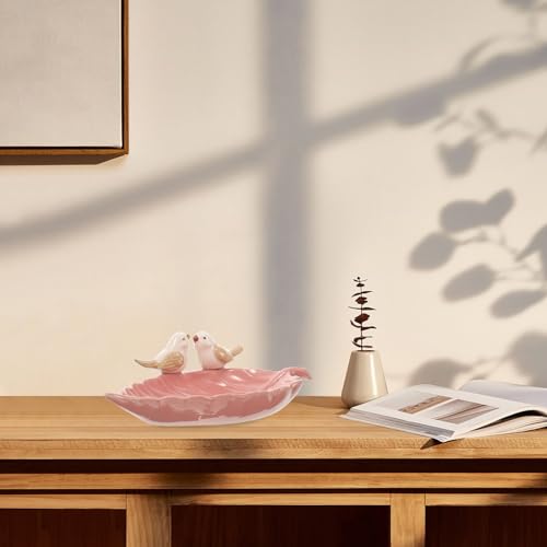 SOLUSTRE Bird Dessert Plate Ceramic Jewelry Tray and Decorative Snack Tray for Home Party Serving and Display 8.66X5.9 Inch - Image 3