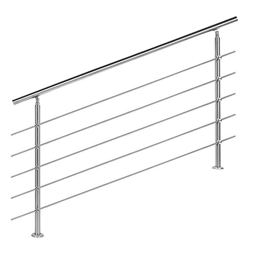 Preisvergleich Produktbild Treppengeländer Edelstahl 5 Querstäbe 160cm Brüstung Handlauf Geländer Treppe
