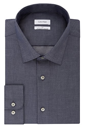 Calvin Klein メンズ ビッグ&トール ドレスシャツ ノンアイロンヘリンボーン 無地 US サイズ: 22" Neck 37"-38" Sleeve (5X-Large Tall) カラー: ブルー
