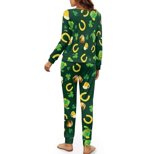 Image of Women's Pajamas Set Soft 2 Piece Loungewear Long Sleeve Pj Set Matching Sleepwear with Pockets for Women Plus Size
