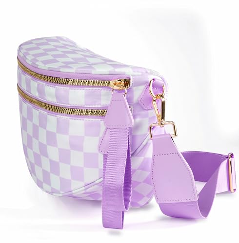 Image of FEIBOON Spacious Checkered Nylon Crossbody Bag Bum Bag Handbags Wallets for Women