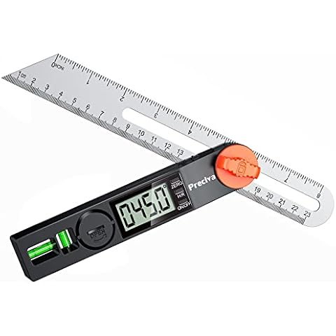 Preciva T-Bevel Gauge & Protractor with Horizontal and Vertical Bubble,0-338° Digital Angle Finder Protractor 230mm/8inch Display for Carpentry Woodworking, Metalworking, Construction Cover