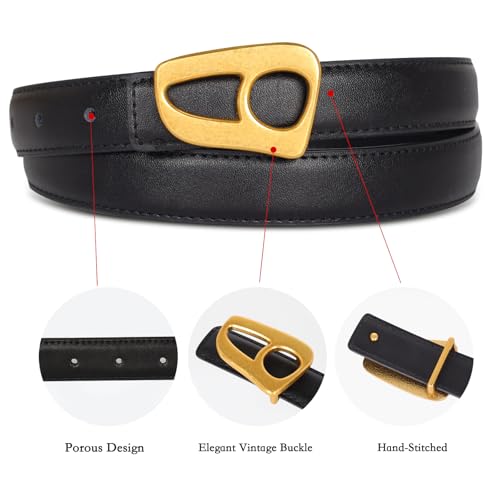 Image of Aurolran Women's Leather Belt with Buckle - Ideal for Dresses, Jeans, and Coats