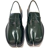 Tabi Shoes Loafers Split Toe Cute Slip On Chunky Platform Neutral - Retro Trendy Kawaii Casual Comfortable Walking Lightweight Female Solid All-Match for Daily Wear Standing All Day Business Office (Green,8)