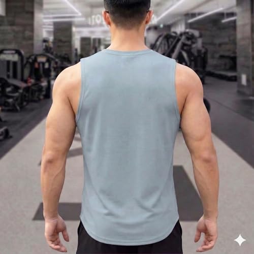 Image of Men's Sandow Sleeveless Vest - Slim Fit Ribbed Cotton Blend Tank Top - Lightweight Crew Neck Gym Workout Undershirt for Summer