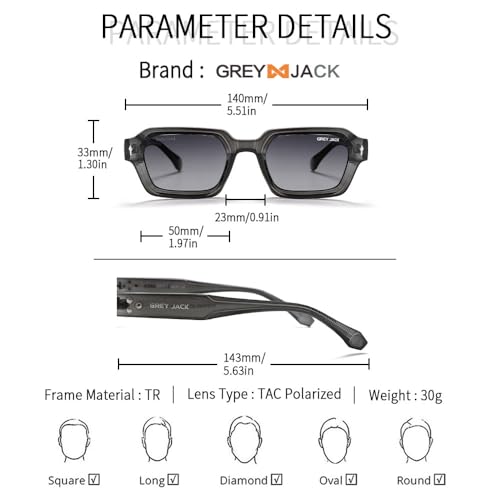 Image of grey jack TR90 Rectangle Polarized Sunglasses for Men Women,Stylish Full Rim Eyewear for UV Protection 21040