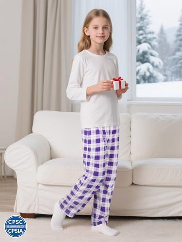 IHU 3 Pack Girls Pajama Pants Micro Fleece Soft PJ Bottoms for Kids Cute Print Lounge Sleep Clothes with Pockets4