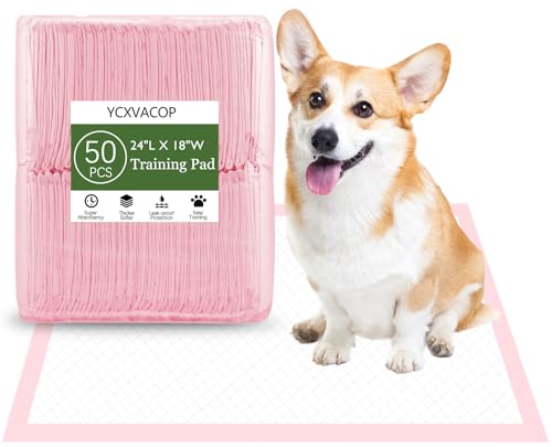 Image of 50 Pcs Disposable Changing Pads, 24 x 18 Inch, Pink, Small | Disposable Puppy Pads, Puppy Training Pads, Super Absorbent Potty Pads, Leak Proof Pet Training Pads for Puppies Cats Rabbits