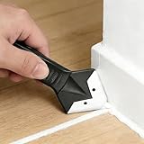 Silicone Caulking Tool 3 in 1 Stainless Steel Head Scraper Caulk Remover Sealant for Kitchen Bathroom Window, Black