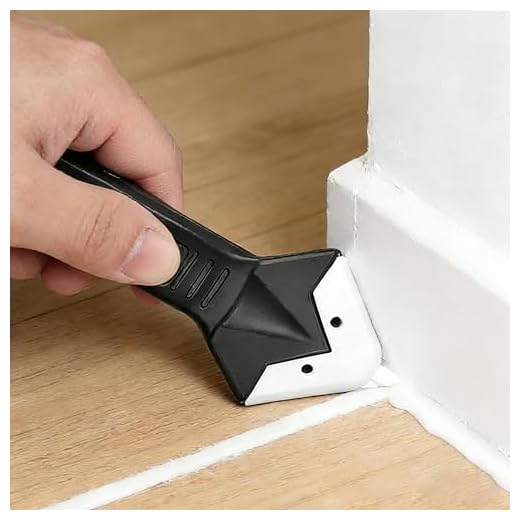 Silicone Caulking Tool 3 in 1 Stainless Steel Head Scraper Caulk Remover Sealant for Kitchen Bathroom Window, Black