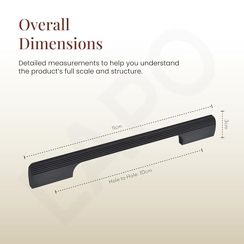 Image of LAPO 3 Piece Window Handle, Cabinet Drawer Handles, 4 Inch Handles for Kitchen, Pulls for Almirah, Pooja Mandir, Cupboard, Wardrobe (110mm, Black Finish, 3 Years Warranty) M-FB