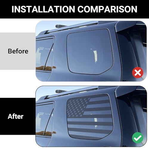 Hellet Rear Window American Flag Decals Compatible with Toyota 2010-2023 2024 4Runner Accessories Black USA Flag Decal for Back Side Window by Hellet - Image 2