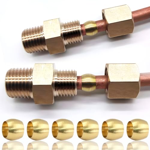 Bonsicoky JR240628008 50 Pcs Brass Compression Fitting Ferrule Sleeve, 3/16 Inch Tube Od Brass Compression Tube Fitting thumb #4