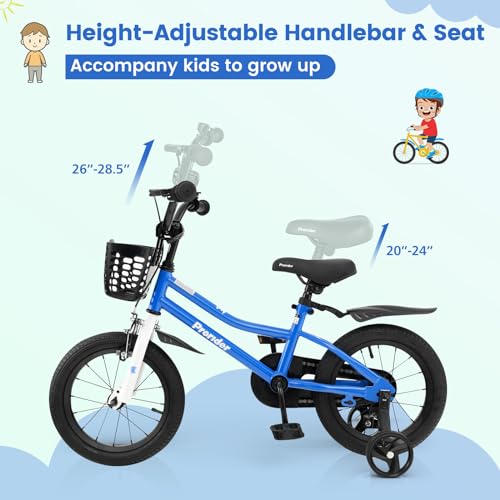 Image of BABY JOY Kids Bike, 12 14 16 18 Inch Boys Girls Bike for 3-8 Years w /Training Wheels, 20 Inch Children Bicycle for 8+ Teens w /Kickstand, Handbrake, Coaster Brake & Removable Basket, Sporty Bicycle