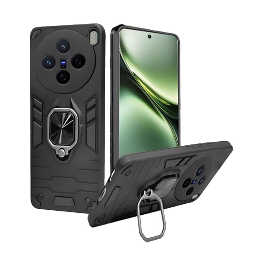Image of A rtistque Armor Bumper Back Case Cover for Vivo X200 5G | Stylish Ring Holder & Inbuilt Stand | Shockproof TPU Protective Design | 360 Degree | Vivo X200 Back Cover - Black