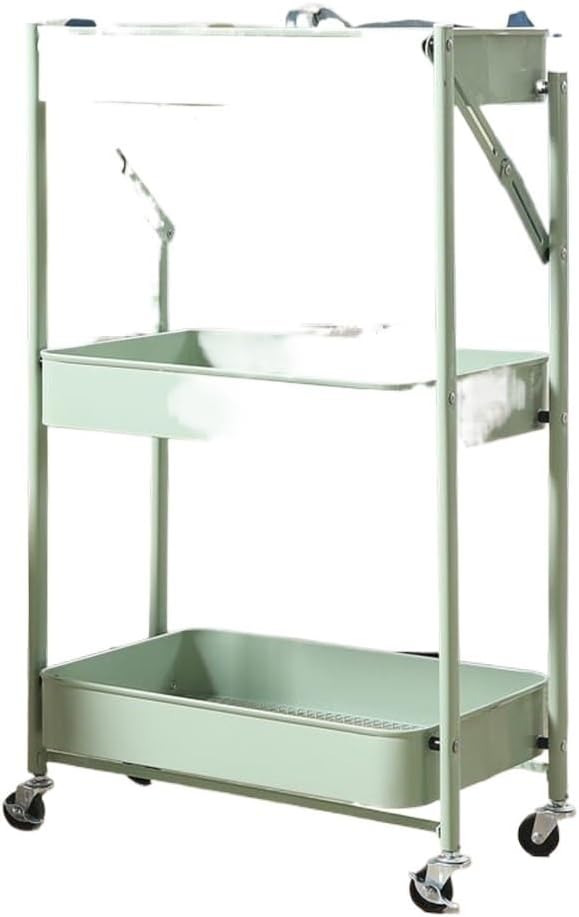 Foldable Shelf Floor Kitchen Mobile with Wheel Trolley Storage Car Hand Push Storage Shelf