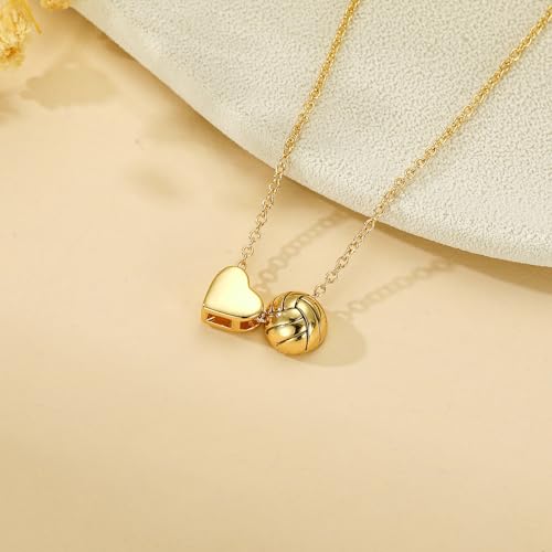 Softball/Soccer/Volleyball/Basketball Necklace for Girls Women, Sports Accessories Jewelry Gift for Lovers 16+3 Inches4