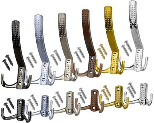 Stahlia Garderobenhaken EDELSTAHL-OPTIK (5 Stück) Kleiderhaken Garderobe Haken zum Schrauben LANG Haken für Garderobe Metallhaken Handtuchaufhänger