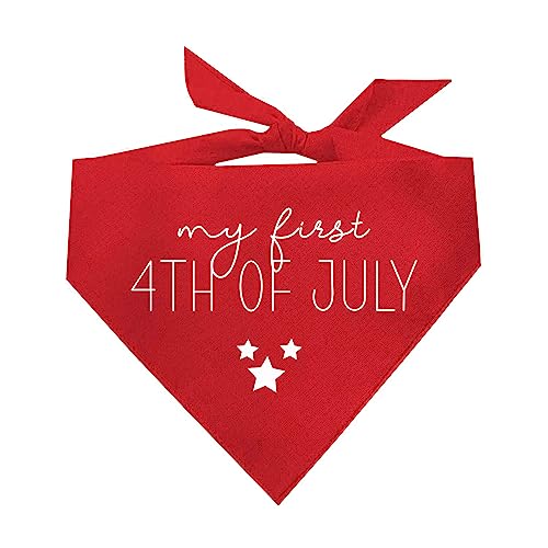 My First 4th of July Dog Bandana | 100% Adjustable Cotton Triangle | Made in USA | July Fourth (4th) Accessory | Patriotic | Party | Parade | Event | Costume | Red, One Size (393)
