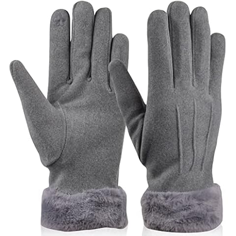 Women Winter Gloves,Ladies Warm Winter Gloves with Touch Screen Fingers Fleece Lined Soft Windproof Gloves for Outdoor Running Driving Cycling Hand Warmers Gift Glove for Woman Lady (Grey) Cover
