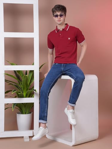 Image of Dollar Men's Pure Cotton Solid Green Color Polo T-Shirt