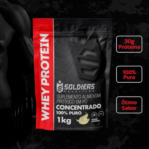 Whey Protein Concentrado 1Kg - Natural - 100% Puro Importado - Soldiers Nutrition