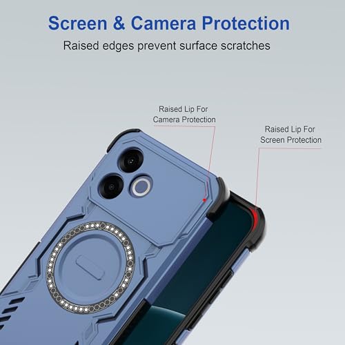 Image of Zapcase Back Case Cover for Oppo F33 Pro 5G | Magnetic Case with Built-in Metal Ring | Supports MagSafe Charger, Wallet & Car Mount | Shockproof Hybrid PC + TPU | Blue