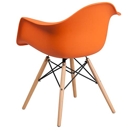 Flash Furniture 2 Pk. Alonza Series Orange Plastic Chair With Wooden Legs #TOP6