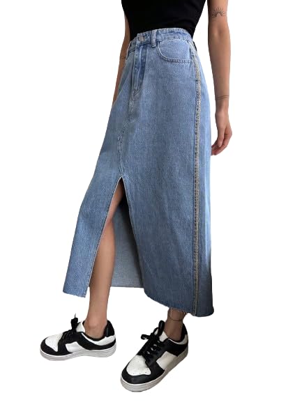 BLACKXDenim Skirt for Women| Long Denim Skirt for Women| Denim Fancy Slit Skirt for Women