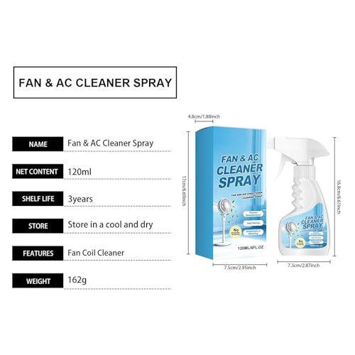 Ventilatorreiniger Spray, 120 ml starke einfache Reinigungsflüssigkeit- Klimaanlagenreiniger Spray Flüssigkeit, Für Innenbereich Zuhause Wohnzimmer Schlafzimmer Badezimmer Küche Wohnung Fami-6