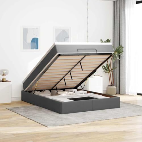 WITREE Canapé Abatible 140x190 cm con Colchón Cama Canape con Almacenaje Hidráulico Cama Canape Estructura de Cama con Almacenamiento Debajo de la Cama-Gris oscuro-140 x 190 cm
