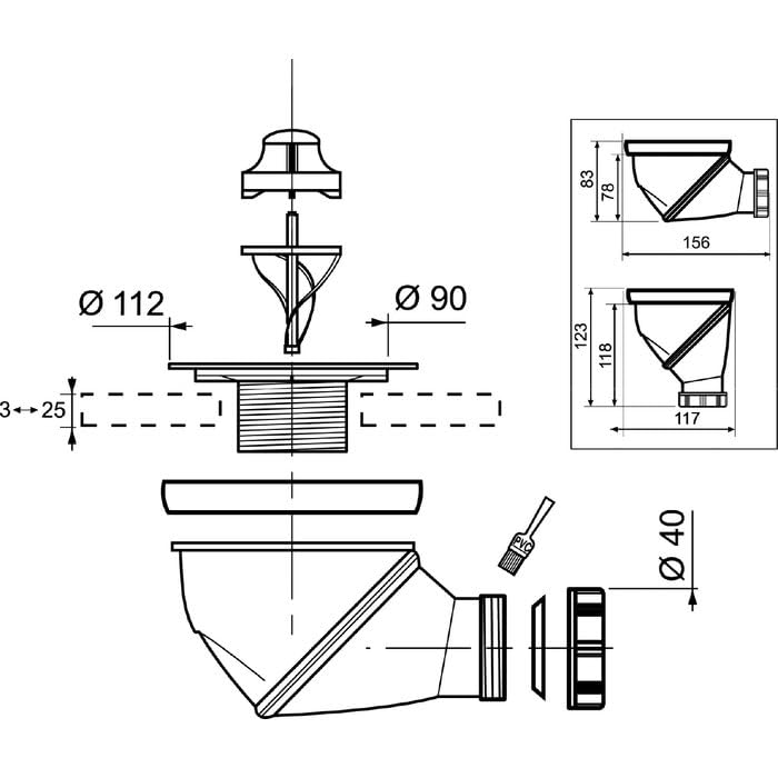 Bonde de douche - James - Wirquin Pro - Orientable 360 degrés - Diamètre 90 mm