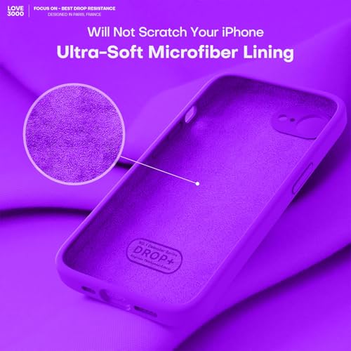 Image of LOVE 3000 Designed for iPhone 16e /17e Case, Premium Silicone with [Soft Anti-Scratch Microfiber Lining] Shockproof Protective Phone Case for Men Women Girls 6.1 inch, Neon Purple
