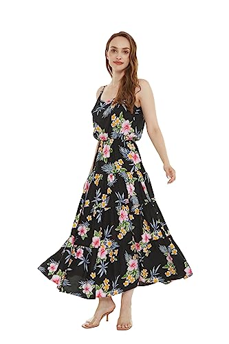 Image of Family Matching Hawaiian Clothes, Hibiscus Black | Black Hibiscus Print • Soft Rayon Fabric • Family Matching Outfits • Vacation Ready • Luau Party Wear