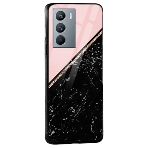 Image of COLORflow Back Cover Compatible with iQOO 9 SE 5G | Black Marble Pink | Shockproof TPU Bumper Cover with Camera Protection Back Cover Compatible with iQOO 9 SE 5G