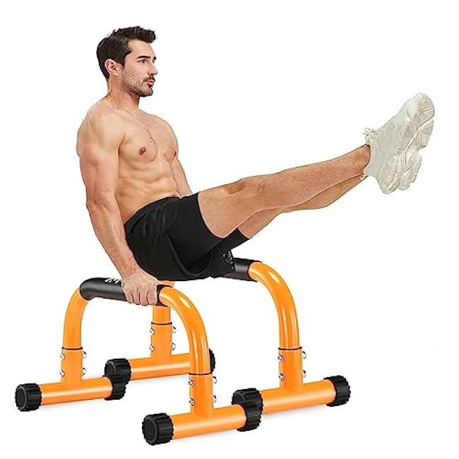 Push Up Bar 9.5 High Parallettes Bars No Wobbling Dip Bar for Handstand, Planche, L-Sit, Strength Training, Calisthenics Equipment for Home Gym