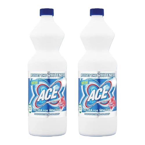 Housold 1L White Laundry Bleach Powerful Stain Remover, Revives Whiteness, Deep Cleaning, Safe for All Fabrics No Splash Formula for Brilliant Whites (Pack of 2)