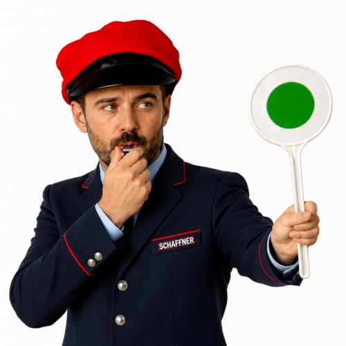 Panelize® Schaffner Ensemble de costume avec bonnet rouge, sifflet et louche de signalisation