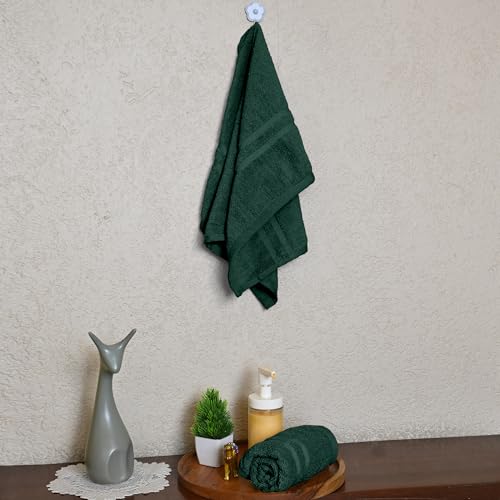 Image of Divine Casa Cotton 550 GSM Hand Towels Pack of 2 Green, 60 x 40 cm Ultra Soft & Highly Absorbent Thick Bathroom Towels