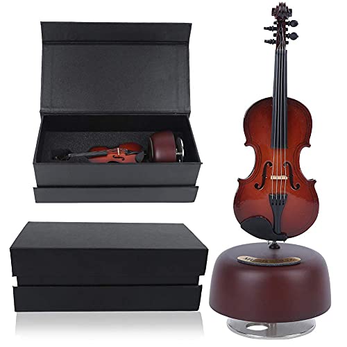 Violino in Miniatura Carillon per Violino Simulazione Violino per Scatola Musicale Strumento in Legno per Regalo di Nozze Natale