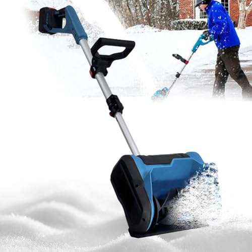 YHUEGH Soplador de Nieve eléctrico, Pala de Nieve inalámbrica de 21 V/3,0 Ah con Mango Ajustable, Ancho de Limpieza 31 cm, barredora de Nieve eléctrica para el Patio del hogar
