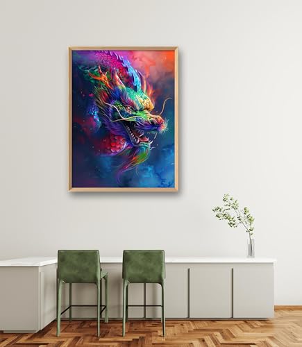Image of Leczany Cross Stitch Stamped 11CT 3 Strands Kits for Adults Beginners Patterns Craft Kit Needlepoint Full Range of Embroidery Kits DIY Starter | Dragon 15.8x20.9 inches