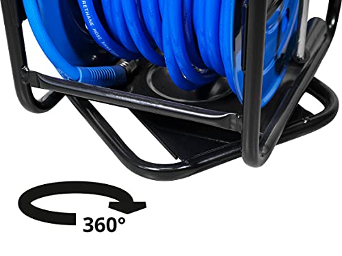 Güde 2881 Druckluftschlauchtrommel 30 m (verwindungsfreie Rahmenkonstruktion, 360° drehbar, Knickschutz), Blau/Schwarz