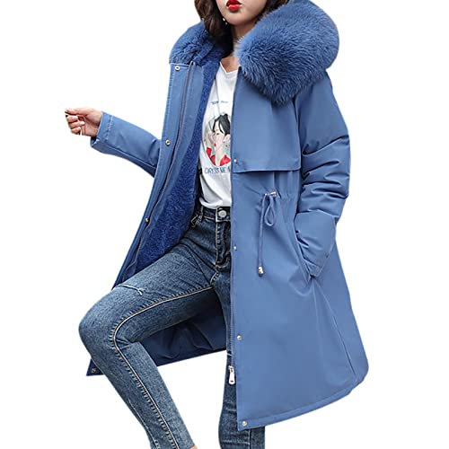 sandbank Women's Hooded Long Puffer Coat Winter Longer Thickened Down Jacket Zip Outwear Blue US 0-2