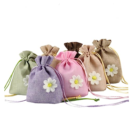 SOESFOUFU 12pcs Mixed Color Linen Drawstring Pouches for Sachets Lavender Breathable Small Bags for Tea Crafts and Packaging