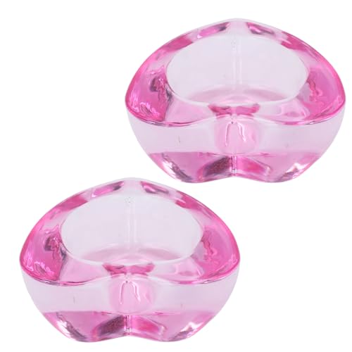 2 Pcs Nail Crystal Mug, High Transparency Heart Shaped Glass Nail Tool for Manicure Nail Art Use, Thickened Glass Dish Bowl with Storage